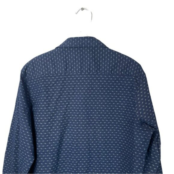 Hugo Boss Mens Cotton Button Down Shirt Size XXL Blue Long Sleeve Collar Pocket - Picture 9 of 13